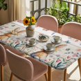 thumbnail image 3 of Easter Table Cloths for 3 Foot Rectangle Tables, Spring Bunny Butterfly Botanical Wooden Grain Patio Waterproof Elastic Fitted Tablecloths, Washable Rectangular Table Cover for Camping, 3 of 8
