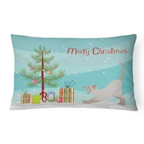 Carolines Treasures CK4804PW1216 Thai Lilac Cat Merry Christmas Canvas Fabric Decorative Pillow, 12H x16W, multicolor