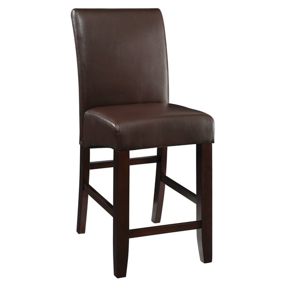 OSP Home Furnishings 24" Parsons Barstool in Cocoa Faux Leather with Medium Espresso Wood Legs