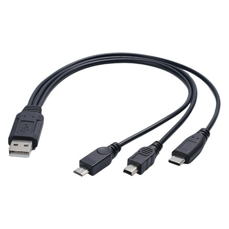 Fast Charge USB Splitter Cable Type C Tiny USB 3 In 1 Data Cord for Phones