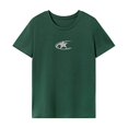 thumbnail image 1 of Camiseta de verano con cuello redondo para mujer para desplazamientos, viajes, deportes de playa, vacaciones Verde, 1 of 7