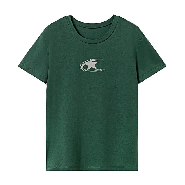 Camiseta de verano con cuello redondo para mujer para desplazamientos, viajes, deportes de playa, vacaciones Verde
