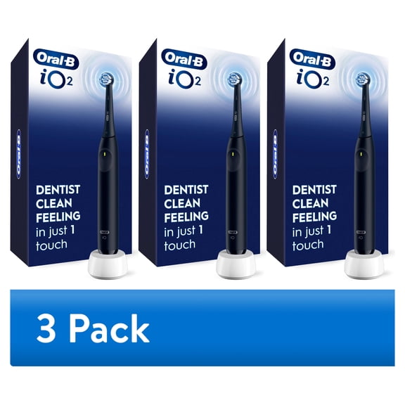 (3 pack) Oral-B Toothbrush, iO Series 2 Rechargeable Electric Toothbrush for Adults & Kids 3 , Night Black, 1 Gentle Care Brush Head