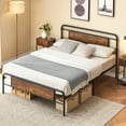 thumbnail image 6 of Bed Frame, Metal Platform Bed with Ample Storage Space Metal Slat Support Bed Frame with Wood Headboard No Box Spring Needed No Friction Noise, 6 of 8