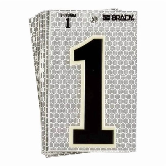 Brady Ultra Reflective Numbers,1,6 In. H,PK10 3020-1