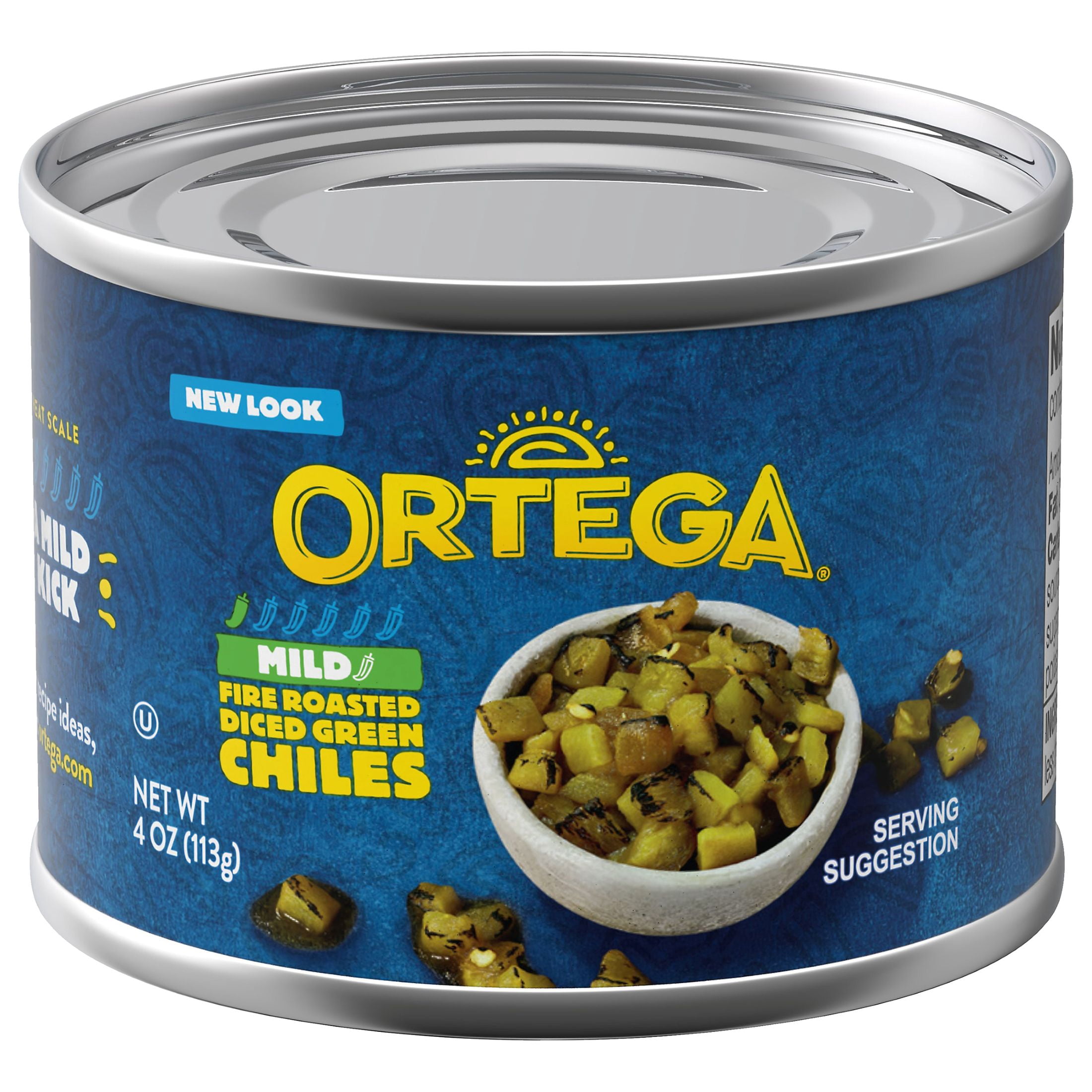 (8 pack) Ortega Fire Roasted Mild Diced Green Chiles, Kosher, 4 oz