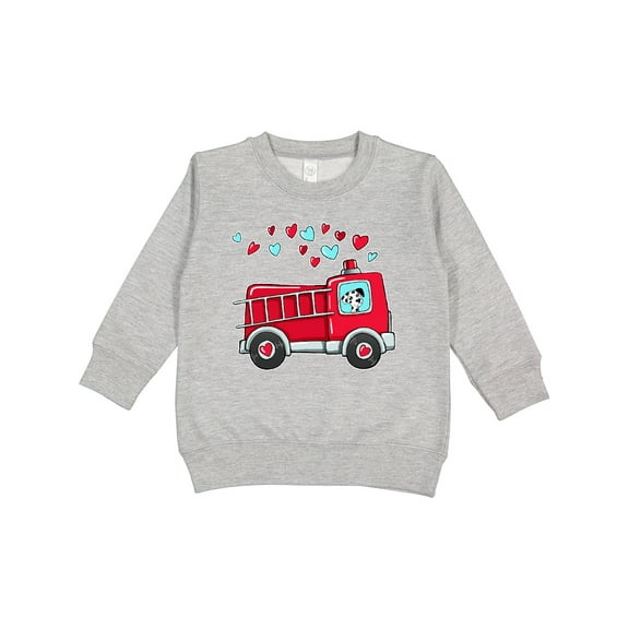 Inktastic Valentine Fire Truck with Cute Dalmatian and Hearts Toddler Sweatshirt