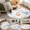 Coastal Round Area Rug 4 FT, Non Slip Indoor Outdoor Rug, Ocean ...