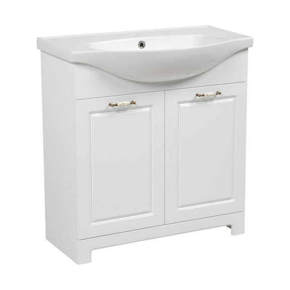 Modern Free standing Bathroom Vanity with Washbasin | Classic White Matt Collection | Non-Toxic Fire-Resistant MDF-26"-No Mirror