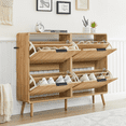 thumbnail image 5 of MIYZEAL Fluted Large Shoe Cabinet with 4 Flip Drawers, Narrow Shoes Storage for Entryway, 47" Freestanding Shoe Storage Organizer Cabinet, 5 Sturdy Legs (Oak), 5 of 10