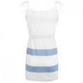 thumbnail image 4 of Jophufed Women Casual V-Neck Short Sleeve Bandage Pocket Stripe Printing Loose Tank Petite Sundresses Sling Dress, 4 of 5