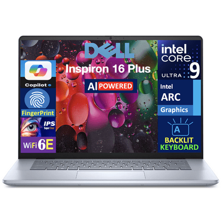 Dell Inspiron 16 Plus 7640 AI Powered Laptop 16.0in IPS WQXGA Display (Intel Ultra 9-185H, 16GB LPDDR5X, 512GB SSD, Intel Arc, Backlit KB, Fingerprint, Thunderbolt 4, WiFi 6E, Webcam, Win 11 Home)