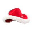 thumbnail image 2 of Furry Fluffy Trim Halloween Western Cowboy Hat with Decorative Band, Wide Brim Fashion Headwear, Stylish Accessory for Halloween Parties, Concert, Festival Celebrations and Trendy Outfit Red, 2 of 10