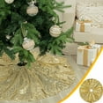 thumbnail image 2 of Christmas Tree Skirt Sequin Decoration, Holiday Tree Bottom Cover, Festive Tree Base Apron for Christmas Tree Stand, Soft Cloth Tree Skirt for Home Decor Celebrations, 2 of 9