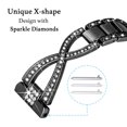 thumbnail image 2 of BANDOVA X-Shape Metal Band with Sparkly Rhinestones, Dressy Bracelet Compatible with Samsung Galaxy Watch 7/6/5/4, Black, 20mm, 2 of 6