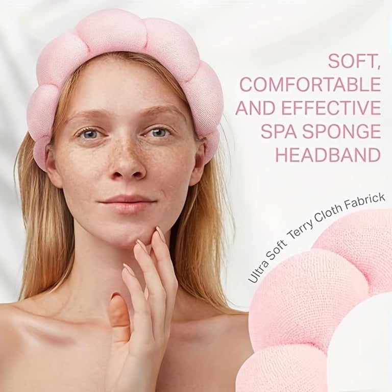 Non Slip Women\'s Hairband Plastic Cloth Daily Use Spa Party Yoga Accessory Amazon.com : Casoty 6 Pcs Pink Spa Headband and Wristband  main image 2