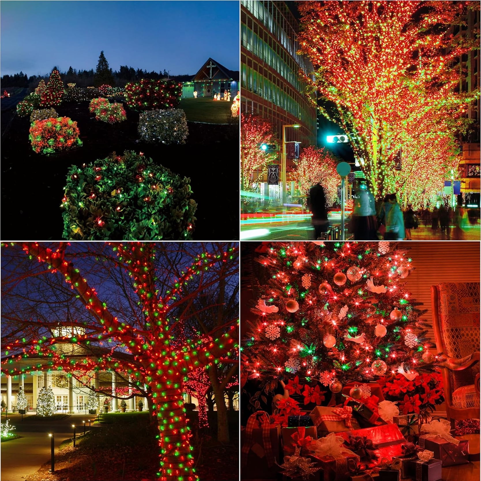 66ft Music Christmas Mini Lights with Motion Sensor Controller,200 LED Fairy Starry String Light Plug in for Indoor Outdoor Xmas Tree Wedding Party Decoration (Red Green White)