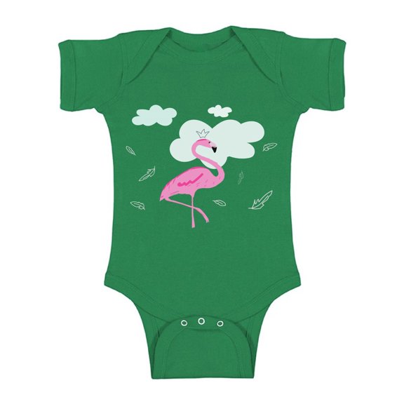 Awkward Styles Flamingo in Clouds Baby Bodysuit Short Sleeve Pink Flamingo Romper for Boys Summer One Piece for Girls Pink Flamingo Romper for Children Flamingo Gifts for Little One Summer Clothing