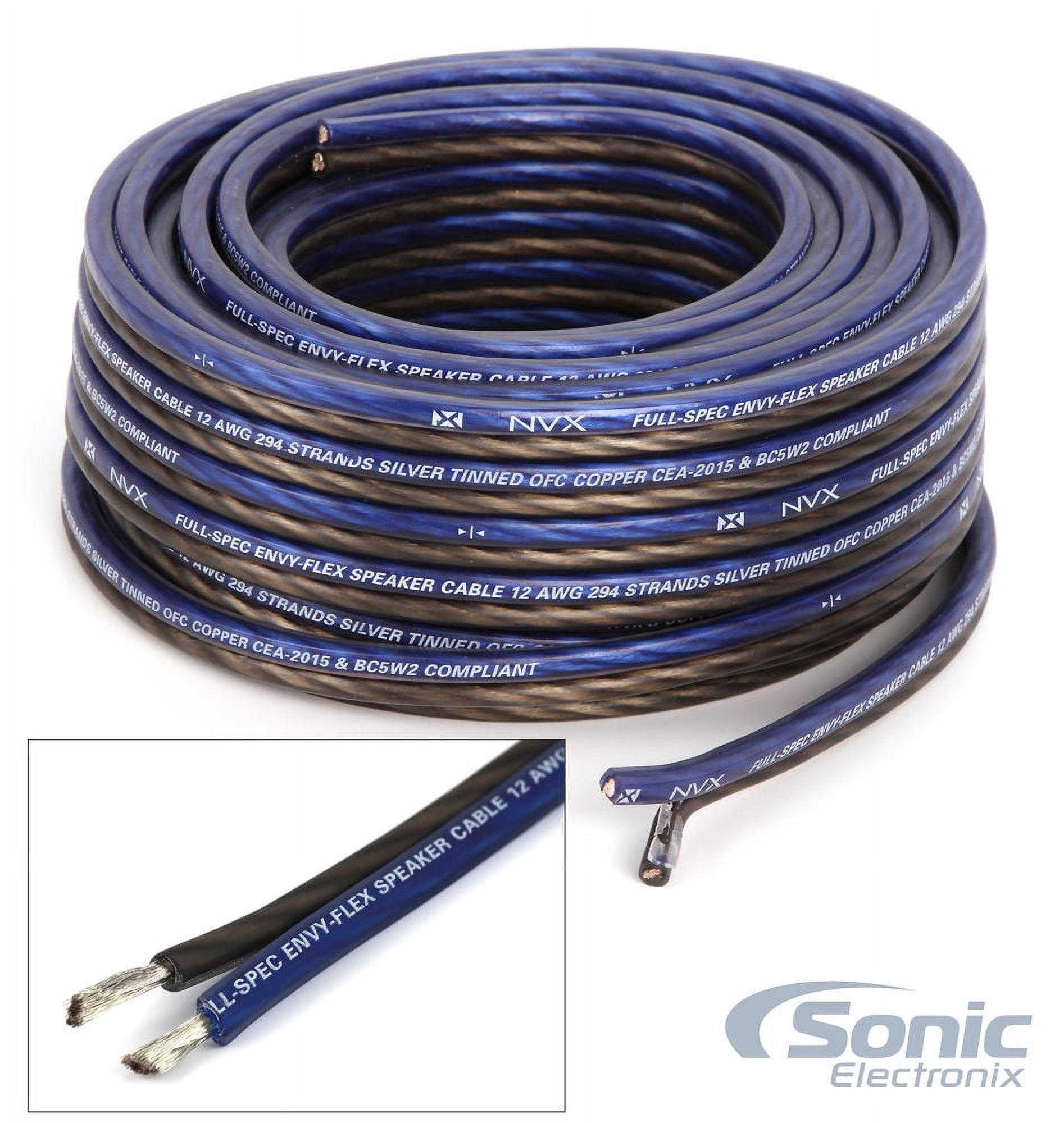 NVX XWS1250 Speaker Cable/Wire 50 ft. of True Spec 12 Gauge EnvyFlex 100% Oxygen-Free Copper Blue