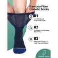 thumbnail image 3 of AMITOFO Diabetic Crew Socks for Men & Women —Bamboo Viscose Non-Binding Seamless Socks with Reinforced Heel & Toe , 3 Pairs,Size 9-11, Blue, 3 of 8