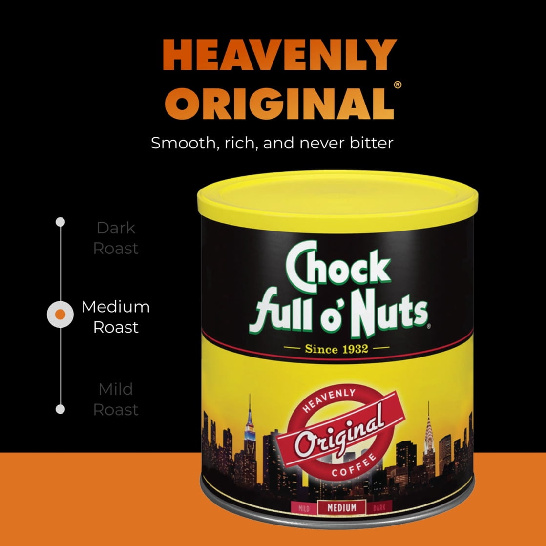 Chock Full o'Nuts Heavenly Coffee Original Medium Roast Ground Coffee Can 30.5 oz