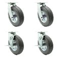 thumbnail image 2 of Service Caster Marque - Ensemble de 4 Roulettes Pneumatiques de 8 Pouces - Roues en Caoutchouc Grises - Comprend 2 Pivots avec Freins et 2 Pivots - Robuste - Capacité Totale de 1 200 Lb, 2 of 4
