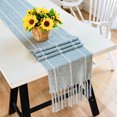 thumbnail image 4 of Paokuoon Table Runner Farmhouse Style And Linen Table Runner for Wedding Dining Decor Handwoven Retro Table Flag with Tassel, 4 of 6