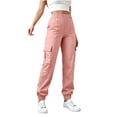 thumbnail image 4 of QIYAGBSA Women's Jogger Pants Elastic Waist Drawstring Multi Pocket Outdoor Hiking Casual Daily Wear (Pink XL), 4 of 7