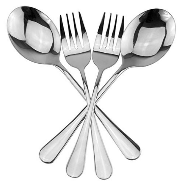 Serving Spoons & Large Serving Forks Set (4 pack, 2 of each); Buffet
