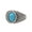 Blue, variant on Men's Stainless Steel Vintage Hip Hop Oval Blue Synthetic Turquoise Gemstone Inlay Checkered Pattern Biker Ring Silver Size 9