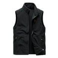 thumbnail image 1 of UKAP Men Regular Fit Thicken Plush Coat Fleece Sleeveless Jacket Vest Winter Warm Solid Color Waistcoat Black XXL, 1 of 2