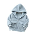 thumbnail image 2 of Boy Toddler Jacket Dqueduo Toddler Boys Girls Fleece Hooded Full Zip Warm Coat Jacket With Pockets Sky Blue 2-3Years, 2 of 7