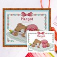 thumbnail image 1 of (C727) Hilo Algodón Ecológico Bordado No Manchú 14CT 2 Hebras Tela Blanca 25*20 Cm Oso Durmiente Bebé (rosa) Kit Serie Dibujos Animados Punto Cruz (borde Gancho), 1 of 9
