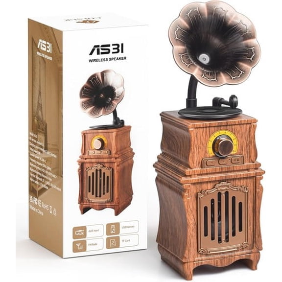 Portable Vintage Radio, Bluetooth 5.3 Speaker, FM Radio, USB/TF/AUX, Rechargeabl