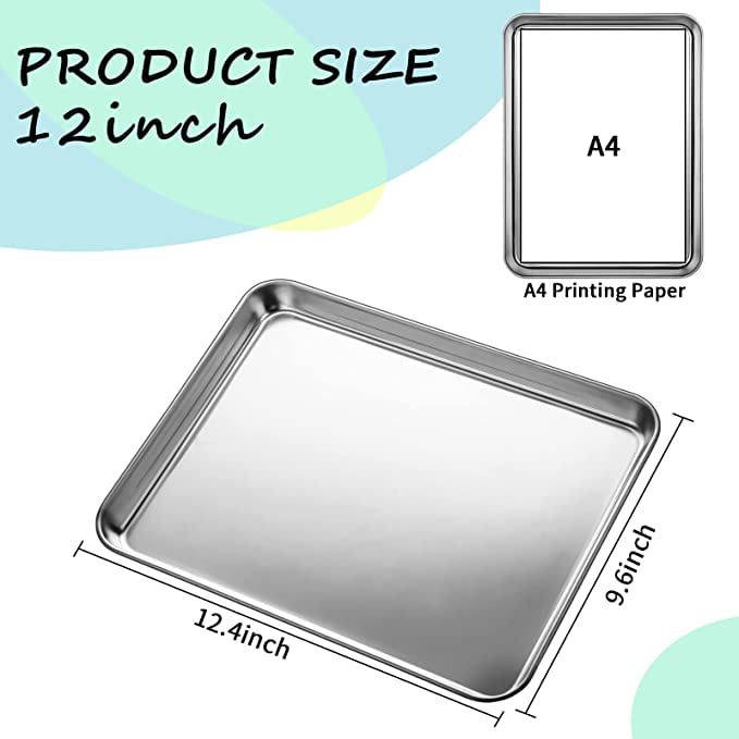 Roofei Stainless Steel Baking Sheet Pan Toaster Oven Tray Rectangle Small  Size 9.1''x6.8''x1'' Non Toxic & Healthy, Mirror Finish & Easy Clean,  Dishwasher Safe & Heavy Duty 