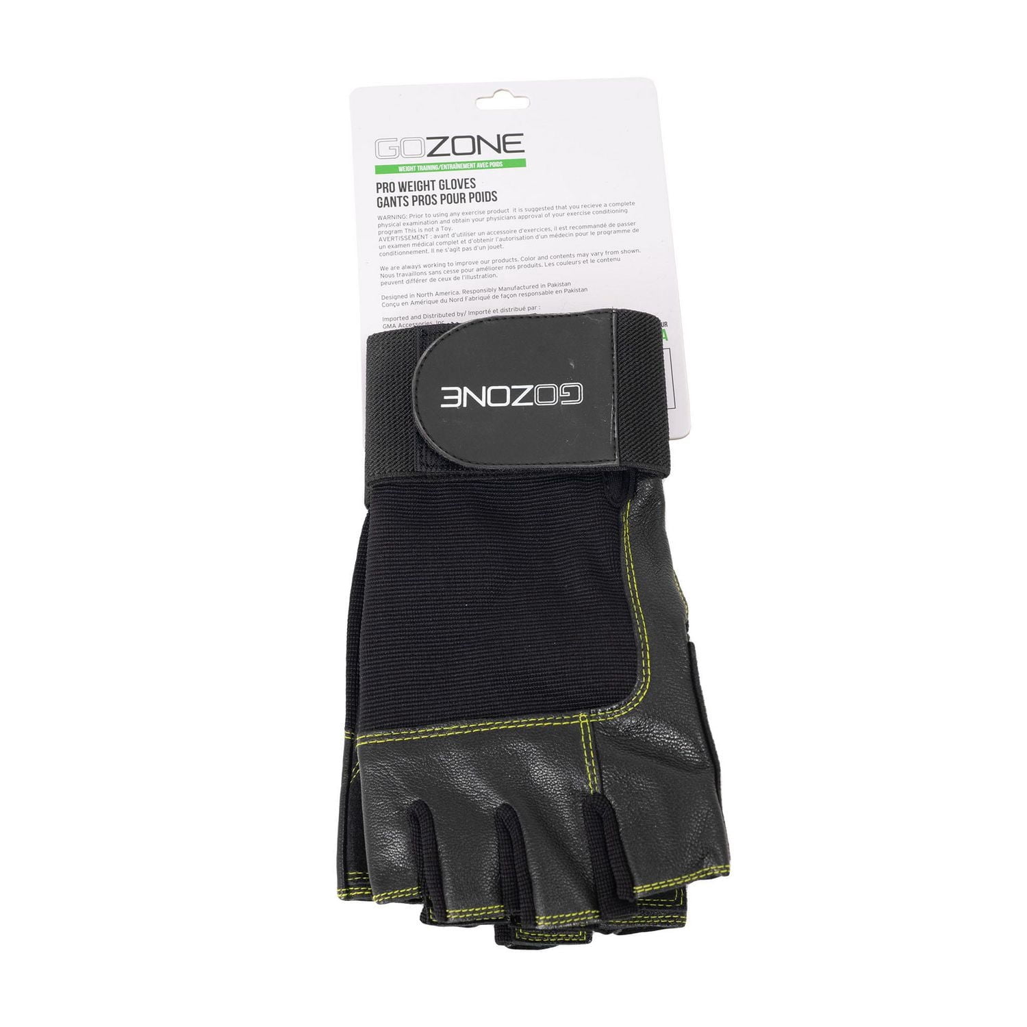 GoZone PRO Weight Gloves – Wrist Wrap Style – S/M – Black/Lime
