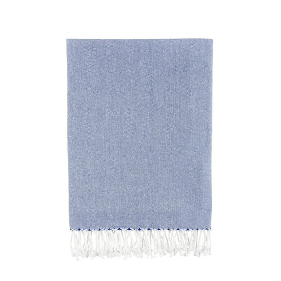 Bello Handwoven Turkish Beach Towel, Plain Blue, Quick Dry Highly Absorbent Sand-Free Versatile for Beach, Spa, Home, Peshtemal Towel (39 x 66.9 Inches)