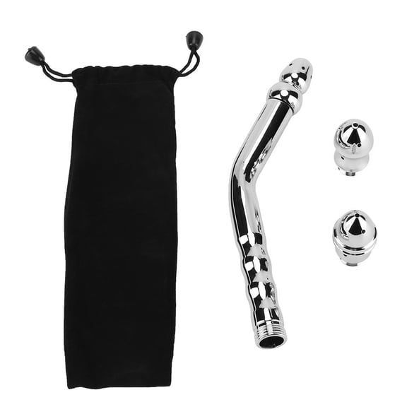 Xirurus Curved Aluminum Anal Douche with 2 Eco‑Friendly Shower Heads – 7‑Hole Design, Smooth Finish, 9.45" Length