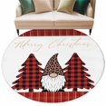 thumbnail image 6 of Merry Christmas Round Rug 5ft Washable Circle Kitchen Rugs Non Slip Gnomes Red Xmas Tree Buffalo Plaid Large Area Rug Indoor Floor Carpet for Bedroom Living Room Home Office Dining Room Nursery, 6 of 8