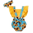 thumbnail image 6 of Styles I Love Baby Girl Sunflower Print Ruffle Open Back Romper Sunsuit with Headband 2pcs Set Summer Outfit, 6 of 8
