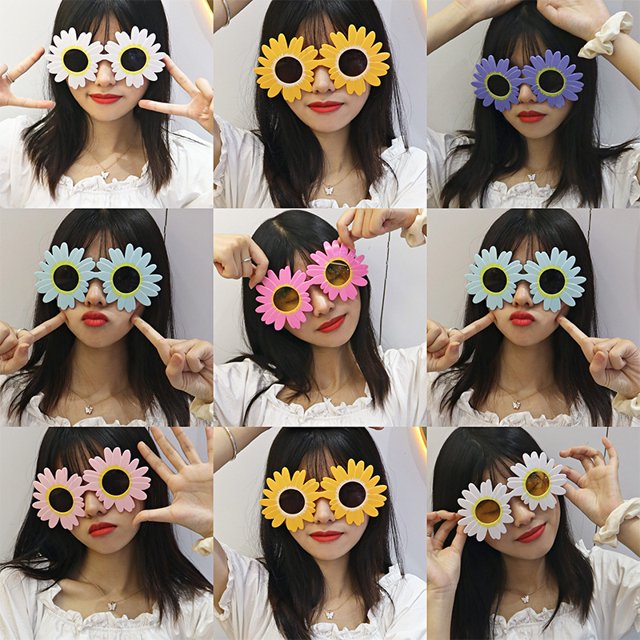 Gafas divertidas de margaritas pequeñas Escultura de arena Lindos artículos para fiestas Foto de fiesta Picnic Gafas de sol hawaianas