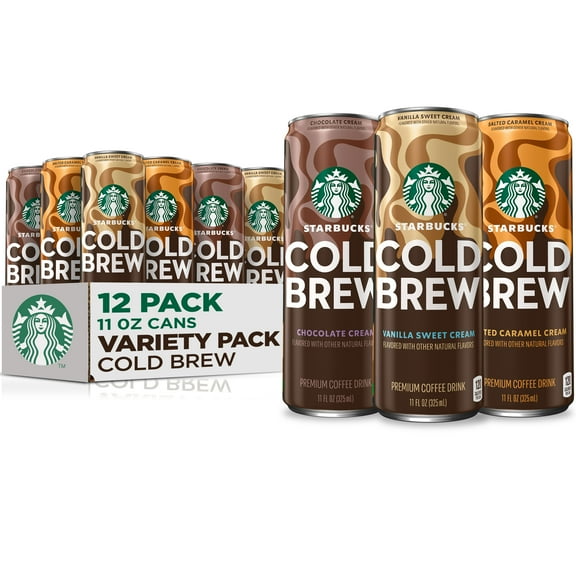 Starbucks Cold Brew Coffee, Chocolate, Caramel & Vanilla Flavor, 11 fl oz Cans (12 Pack), Premium Coffee Drink, Iced Coffee​