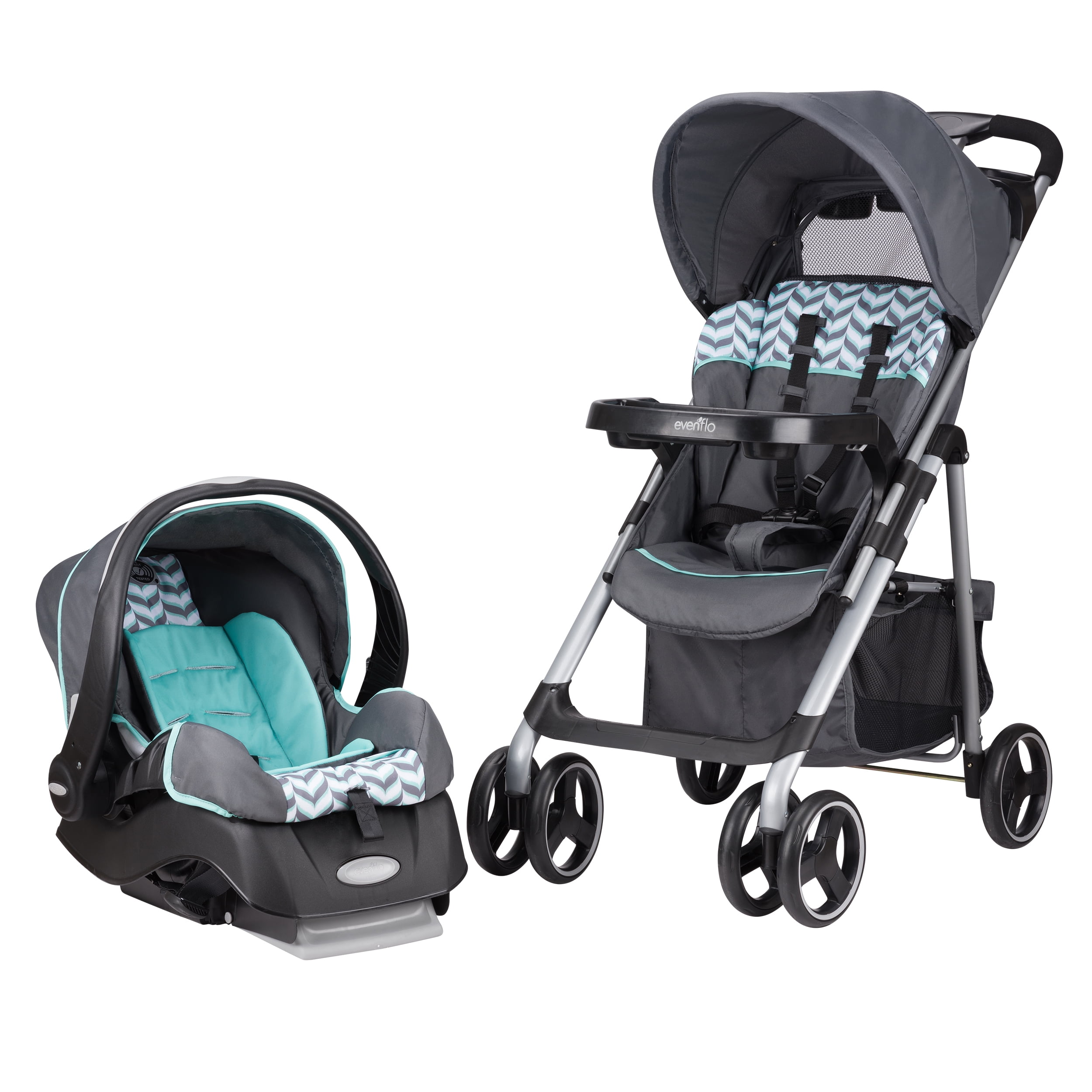 baby travel system with rotating car seat
