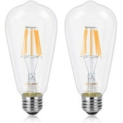 DiCUNO E26 Edison Bulb Vintage Lights 4500K Daylight White, ST64 Medium Standard Base Dimmable 6W 60W Incandescent