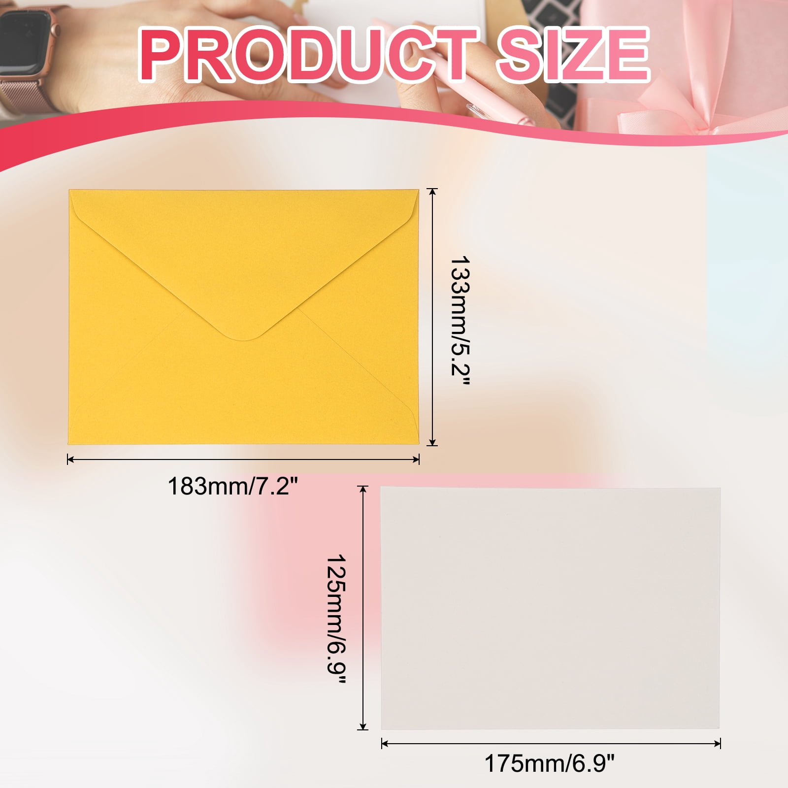 Uxcell Blank Cards and Envelopes 5x7", Invitation Cards White Cardstock Greeting Cards (Gold), 48 Pack, Perfect for Office Wedding Gift Graduation Birthday
