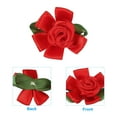 thumbnail image 3 of Rosas de cinta de satén mini de Uxcell, pequeñas rosetas de flores de tela, con hojas verdes rojas, 3 of 6
