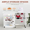 thumbnail image 2 of Vividwood Folding Sewing Table, Multipurpose Sewing Machine Table with Compact Design, Wheels, Shelves, Bins, Pegs, Magnetic Locks (White), 2 of 7