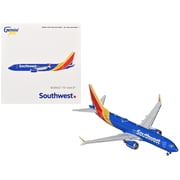 Boeing 737 MAX 8 Commercial Aircraft "Southwest Airlines" Blue with Red and Yellow 1/400 Diecast Model Airplane by GeminiJets