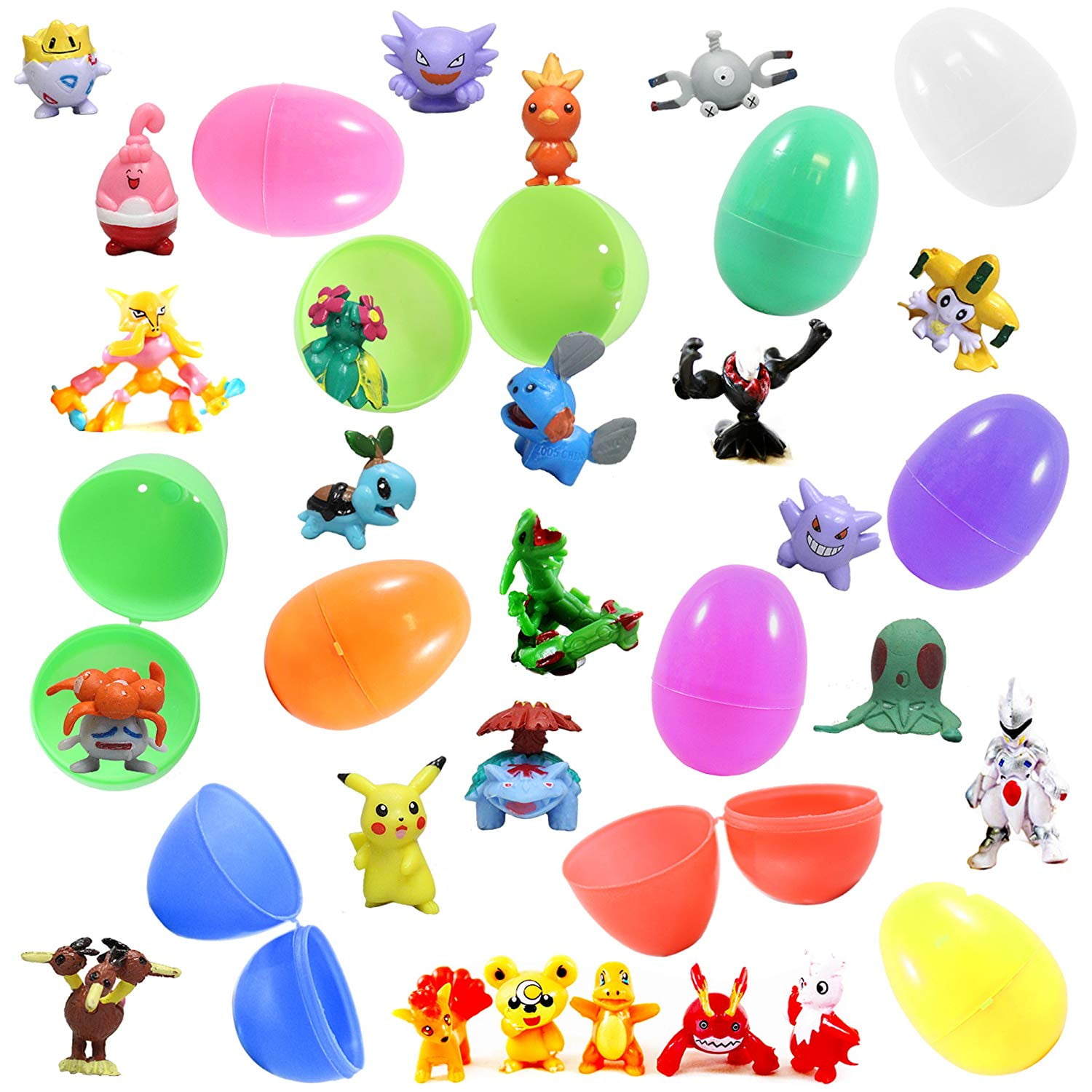 24 Bright Color Easter Eggs With 24Pc Inpsired Pokemon Figures Guaranteed Pikachu Figure