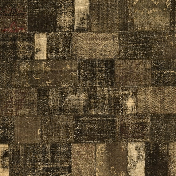 Ahgly Company Indoor Square Patchwork Brown Transitional Area Rugs, 7' Square